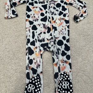 Black and White Cow Print Footies One Piece